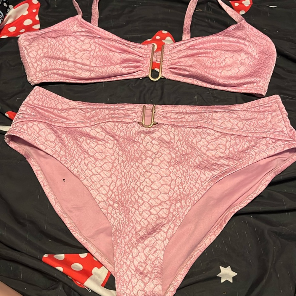 Scale print y2k bikini pink